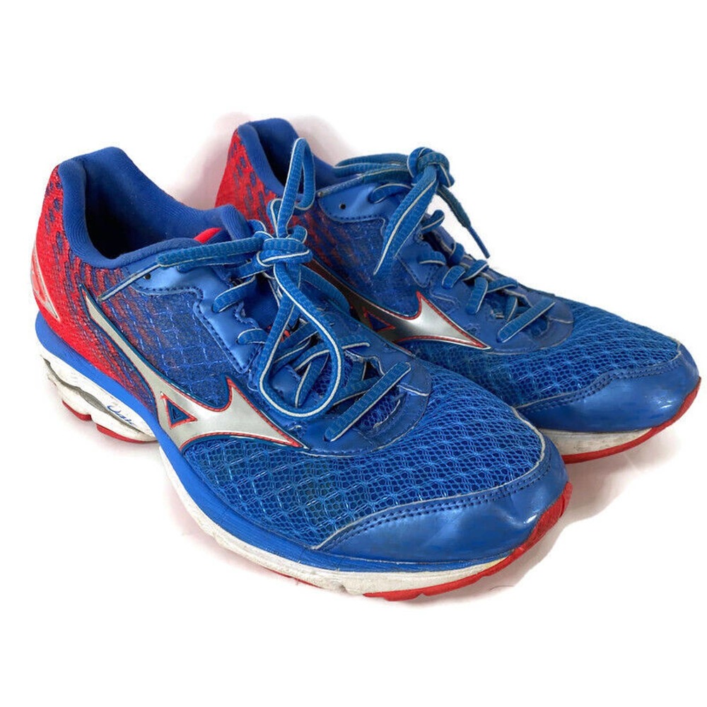 Mizuno Wave Rider 19 Womens 9.5 Running Sneakers Shoes X10 410736.3K73 Blue Red